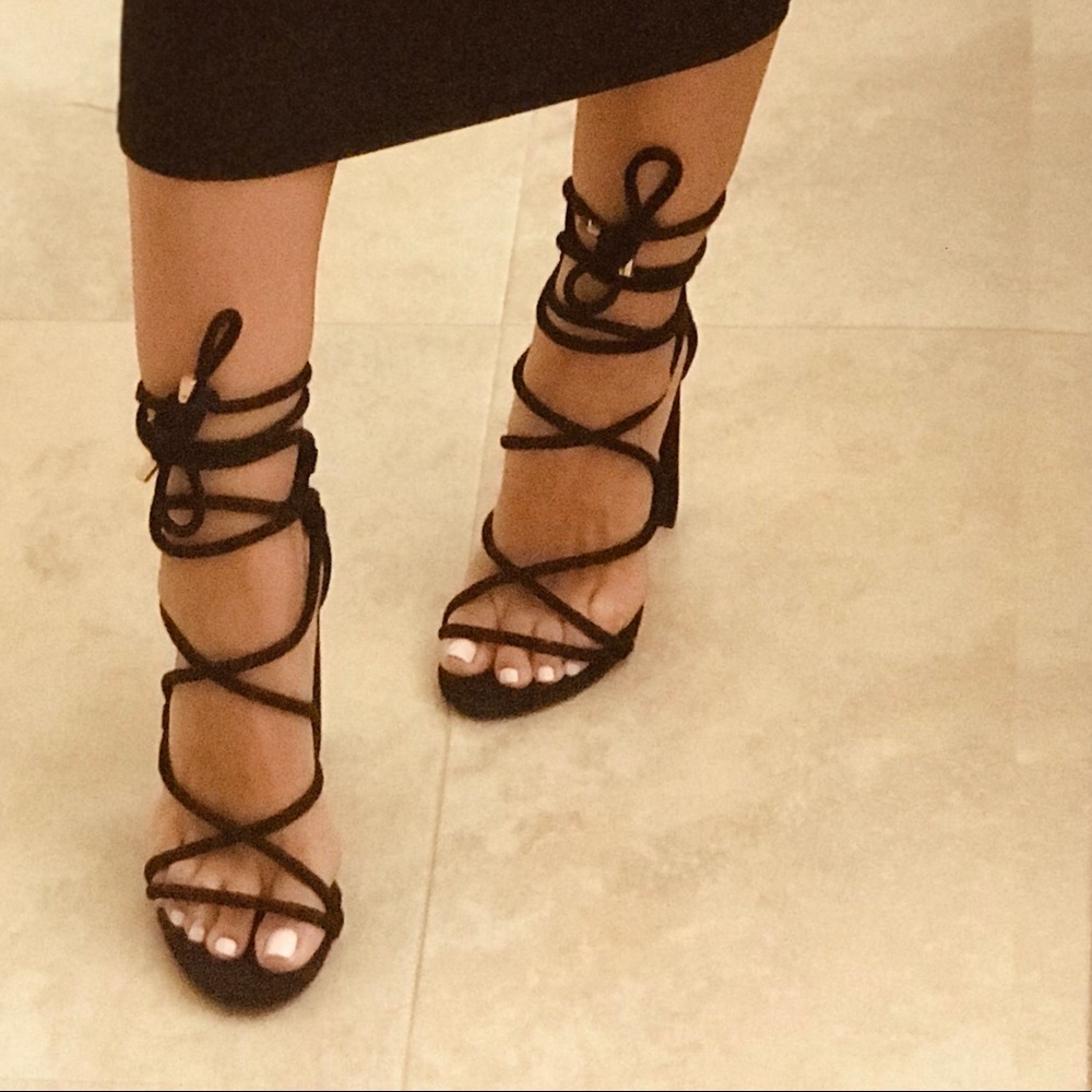 Strappy Black Sandal Heels